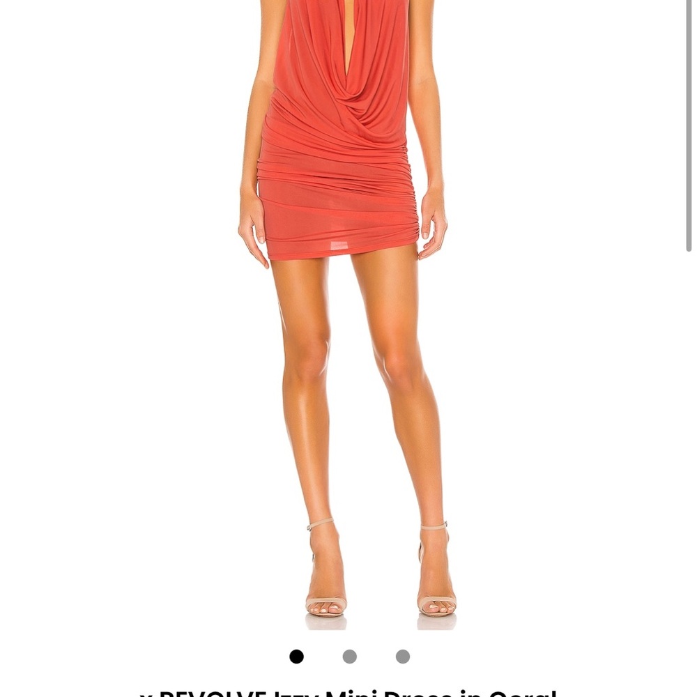 Michael Costello Orange Bodycon Mini Dress Cowl Neck Sleeveless